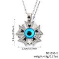 Silver devil eye star necklace with blue zircon and black enamel accent details - Silver Black Enamel Eye Style (N01555-2)