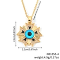 Golden octagonal star necklace with blue evil eye pendant and crystal pave accents - Gold Black Enamel Eye Style (N01555-4)