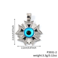 Silver Maltese cross necklace with blue evil eye pendant and white zircon accents - Silver Black Enamel Eye Pendant Only (P3931-2)