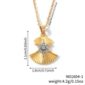 Golden bow pendant necklace with white zircons on a 40 plus 5cm delicate chain - Sunburst Fan Necklace (N01604-1)
