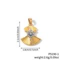 Golden fan-shaped bow pendant with sparkling zircon, size 1.8cm width and 2.1cm height - Sunburst Fan Pendant Only (Without Chain) (P5190-1)