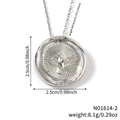 Collier réversible avec disque argenté, pendentif oiseau de paix et zircons brillants - Collier Disque Rotatif Colombe Argent (N01614-2)