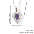 Collana con ciondolo a cuore in argento con pietra viola e zirconi e misure - Cuore Argento Pietra Viola (N01579-4)