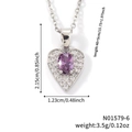 Collier coeur élégant avec pierre violette ovale et chaîne en argent délicate - Cœur Argent Pierre Violette Style 2 (N01579-6)