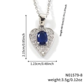 Pendentif cœur en argent avec zircon bleu saphir et détails en micro-pavage - Cœur Argent Pierre Bleue Foncée (N01579-8)