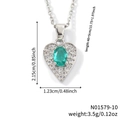Collier cœur en argent avec pendentif pierre verte ovale, taille 2,15 cm x 1,23 cm - Cœur Argent Pierre Verte (N01579-10)