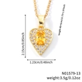 Collier pendentif cœur doré avec pierre jaune et cristaux blancs sur chaîne fine - Cœur Or Pierre Jaune (N01579-13)