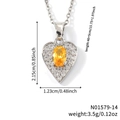 Collier avec pendentif cœur argenté orné d'un zircon jaune et d'une chaîne délicate - Cœur Argent Pierre Jaune (N01579-14)