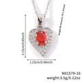 Collier pendentif cœur en argent avec pierre rouge et accents en zircon blanc - Cœur Argent Pierre Rouge (N01579-16)