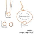 Rose gold stainless steel jewelry set with circular crystal necklace bracelet and earrings - Rose Gold (Z00547-1)