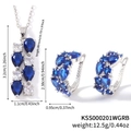 Fashion jewelry set with pear-cut blue zircon pendant and earrings in silver finish - Multicolor Silver (KSS000201WGRB)