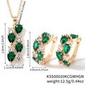 Green pear-cut zircon jewelry set with gold-plated necklace and matching earrings - Green White Gold (KSS00020KCGWHGN)