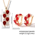 Elegantes Schmuckset mit rotem Zirkonia Anhänger und passenden Ohrringen in Gold-Finish - Rot Weiß Gold (KSS00020KCGWHRD)