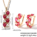 Goldenes Schmuckset mit rotem Zirkonia-Anhänger an Halskette und Creolen-Ohrringen - Rubinweißgold (KSS00020KCGWHRR)