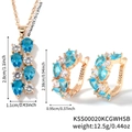 Goldschmuck-Set mit meerblauen birnenförmigen Steinen und weißen Zirkonia-Akzenten - Saphirweißgold (KSS00020KCGWHSB)