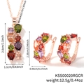 Roségold Schmuckset mit bunten Tropfensteinen bestehend aus Halskette und Creolen - Mehrfarbig Roségold (KSS00020RGCR)