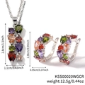 Buntes Zirkonia Schmuckset mit Halskette und Ohrringen in versilberter Ausführung - Mehrfarbig Silber (KSS00020WGCR)
