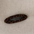 Leopard print plush BB hair clip for women featuring fuzzy fabric on a brown metal base - Dark Leopard Flocked Waterdrop