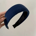 Diadema retro de terciopelo azul marino acolchada con esponja para un estilo elegante - Azul