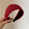 Klassisches rotes Stirnband mit breiter Krempe, Vintage-Strickstruktur und schwarzem Futter - Burgunderrot