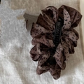Leopard print fabric large hair claw clip with pleated texture for voluminous ponytail - Brown Leopard Catch Clip