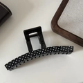 Chic Korean style large black hair claw clip with white polka dots for elegant hair styling - Black Polka Dot (1#)