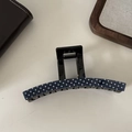 Dettaglio del fermaglio blu navy a pois con denti antiscivolo per capelli - Blu Marino Pois (3#)