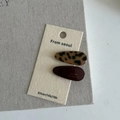 Modisches Haarklammer-Set mit Leopardenmuster und Dunkelbraun auf weißer Displaykarte - 2# Leopard Wassertropfen Haarklammer