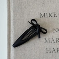 Elegante pinza de pelo de cuero marrón oscuro con lazo sobre tela vintage minimalista - Forma de Gota de Agua (Lazo) / Negro