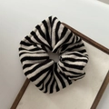 Striped knit scrunchie with black and white texture on a premium velvet display tray - 1# Milk Tea Black Striped Hair Tie