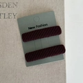 Set of two elegant burgundy twill fabric wrapped hair clips on minimalist packaging - 2# Wine Red Striped Pair