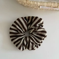 Macro detail of striped knitted fabric hair scrunchie in brown and beige texture - 6# Milk Tea Khaki Striped Hair Tie