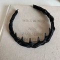 Cerchietto sottile nero con perline scintillanti e denti antiscivolo chic - Nero (Cerchietto Incrociato con Strass)