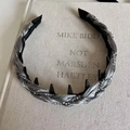Silver grey woven headband with pearlescent beads and inner teeth for secure hair styling - Gray (Cross Rhinestone Headband)