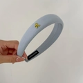 Padded light blue fabric headband with yellow bow accent and handmade label - Blue (5# Blue Headband Yellow Bow)