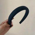 Diadema acolchada de lana azul oscuro con diseño vintage minimalista para mujer - Azul Lago