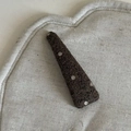Minimalist grey-brown polka dot wool triangle hair clip on a textured linen background - Coffee Long Triangle Polka Dot Hair Clip