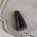Detail of gray polka dot wool fabric triangular BB hair clip with black metal fastener - Gray Triangle Polka Dot Hair Clip