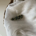 Detail of a handmade plush caterpillar hair clip in green and grey knitted wool - 2# Green Black Plush Triangle Clip