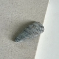 Knitted grey-blue teardrop hair clip with soft yarn texture for women style - Off White