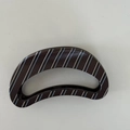 Brown striped curved hair claw clip with crescent shape and glossy resin finish - Arc Shaped Style (D191)