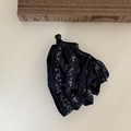 Fermaglio a banana con stampa floreale blu navy per acconciatura a coda - Floreale Nero (1# Floreale Nero)