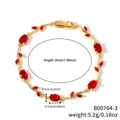 Pulsera de vid dorada con circonitas rojas marquesa y cierre plegable de 18 cm - Dorado + Rojo (B00764-3)