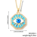 Goldene achteckige Evil-Eye-Halskette mit blauem Emaille und Zirkon-Details - Goldene Halskette (N01658-1)