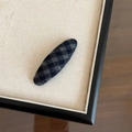 Barrette à cheveux ovale à carreaux bleus et gris en tissu doux pour coiffure femme - Pince Longue Ovale Écossais Bleu-Noir