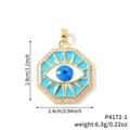 Achteckiger Evil Eye Anhänger in Goldoptik mit blauem Emaille und Strasssteinen - Nur Anhänger (Ohne Kette) - Gold (P4172-1)