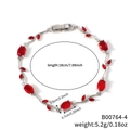 Pulsera de vid plateada con circonitas rojas y medida de longitud de 18 cm detallada - Plateado + Rojo (B00764-4)