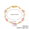 Pulsera de vid dorada con piedras de circonita rosa ovaladas y cierre de presión rectangular - Dorado + Rosa (B00764-5)