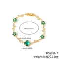 Goldenes Kleeblatt Armband mit grünen Kristallen und Blattakzenten, 17cm Länge für Damen - Grüne Blume Goldener Zweig (B00768-7)