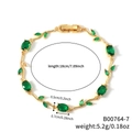 Goldenes Rebenarmband mit grünen ovalen Zirkonia und Blattmotiven in 18cm Länge - Gold + Grün (B00764-7)
